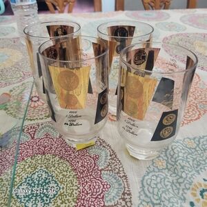 Vintage set of Cera coin drinking glasses